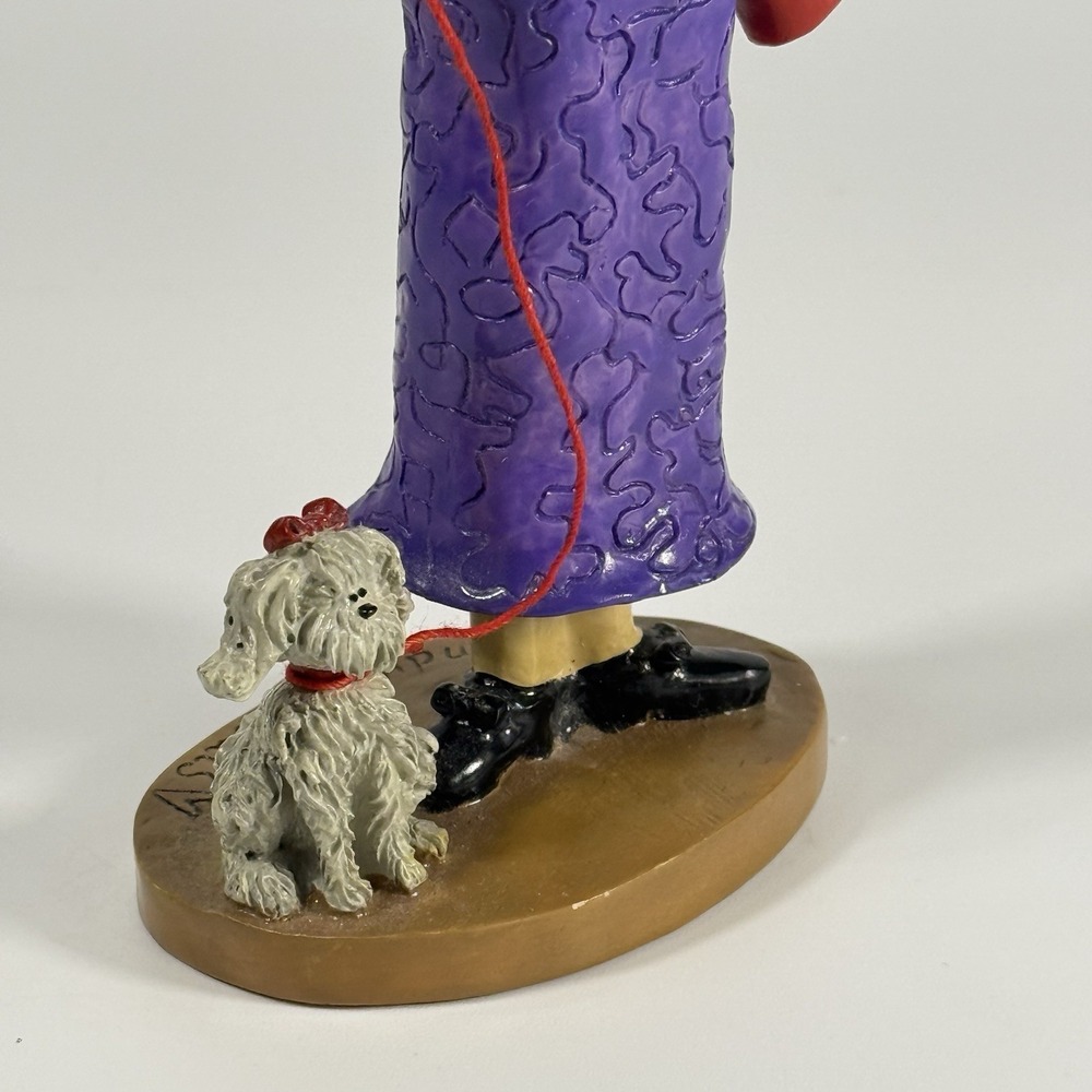 Red Hat Lady Walking Small‎ White Dog, Sandy Gervais figure 8" X 3" - Picture 10 of 16